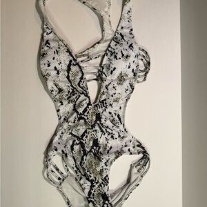 Women's One Piece Swimsuit - Black and White